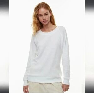 Aritzia Tna Women's White Waffle Knit Long Sleeve Ribbed Cuff And Sleeves Size S